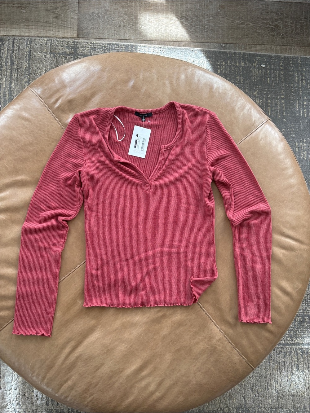 Love Tree Ribbed Long-Sleeve Top in Dusty Rose